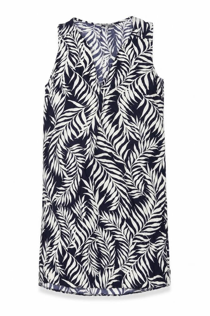 Principles Womens Blue Geometric Viscose Shift Size 10 V-Neck Pullover