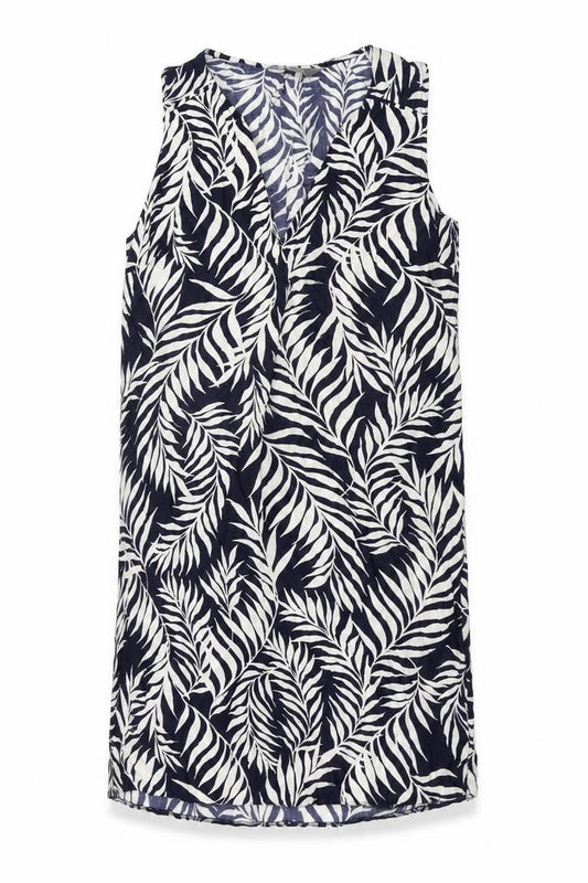 Principles Womens Blue Geometric Viscose Shift Size 10 V-Neck Pullover