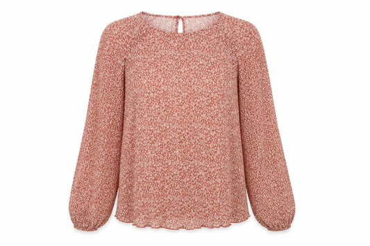 Marks and Spencer Womens Orange Floral Polyester Basic Blouse Size 12 Round Neck