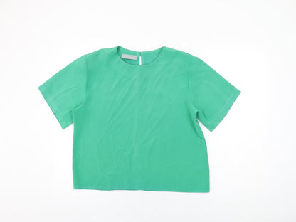 Additional front view of Principles women’s green polyester basic t-shirt, size UK 14, round neck