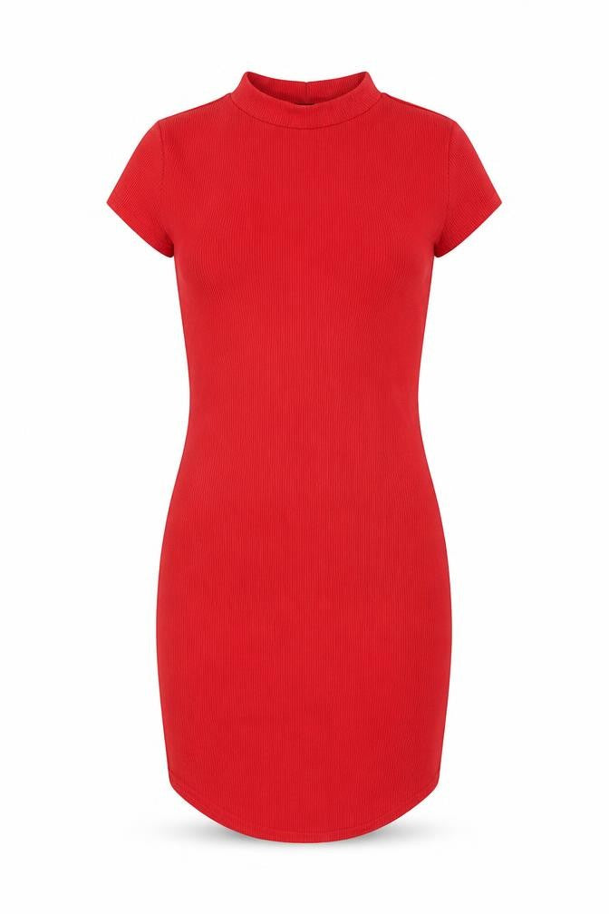 PRETTYLITTLETHING Womens Red Polyester Bodycon Size 6 Round Neck Pullover
