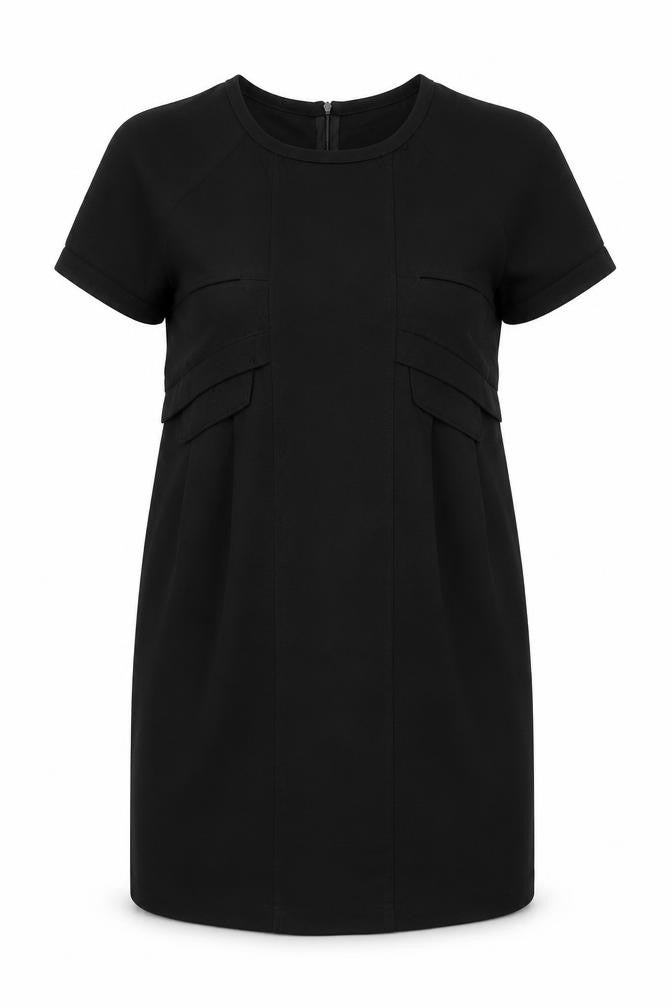 Soggo Collection Womens Black Polyester Shift Size S Round Neck Zip
