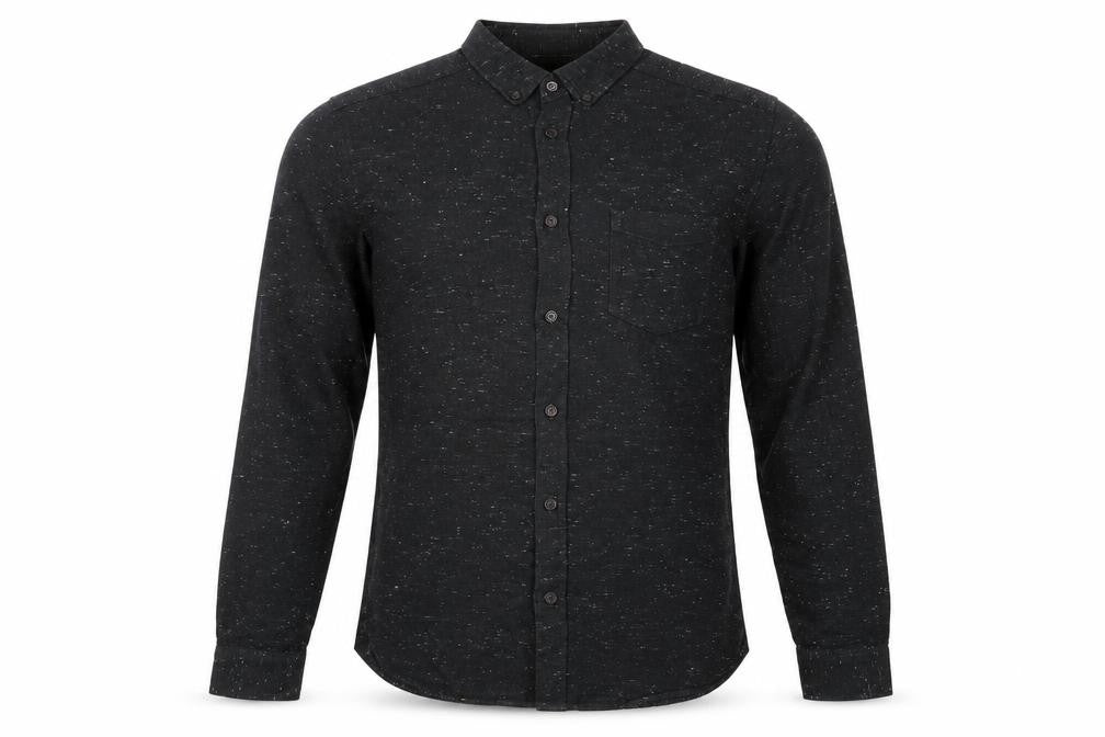H&M Mens Black Cotton Button-Up Size S Collared Button