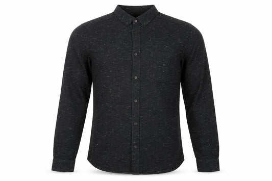 H&M Mens Black Cotton Button-Up Size S Collared Button
