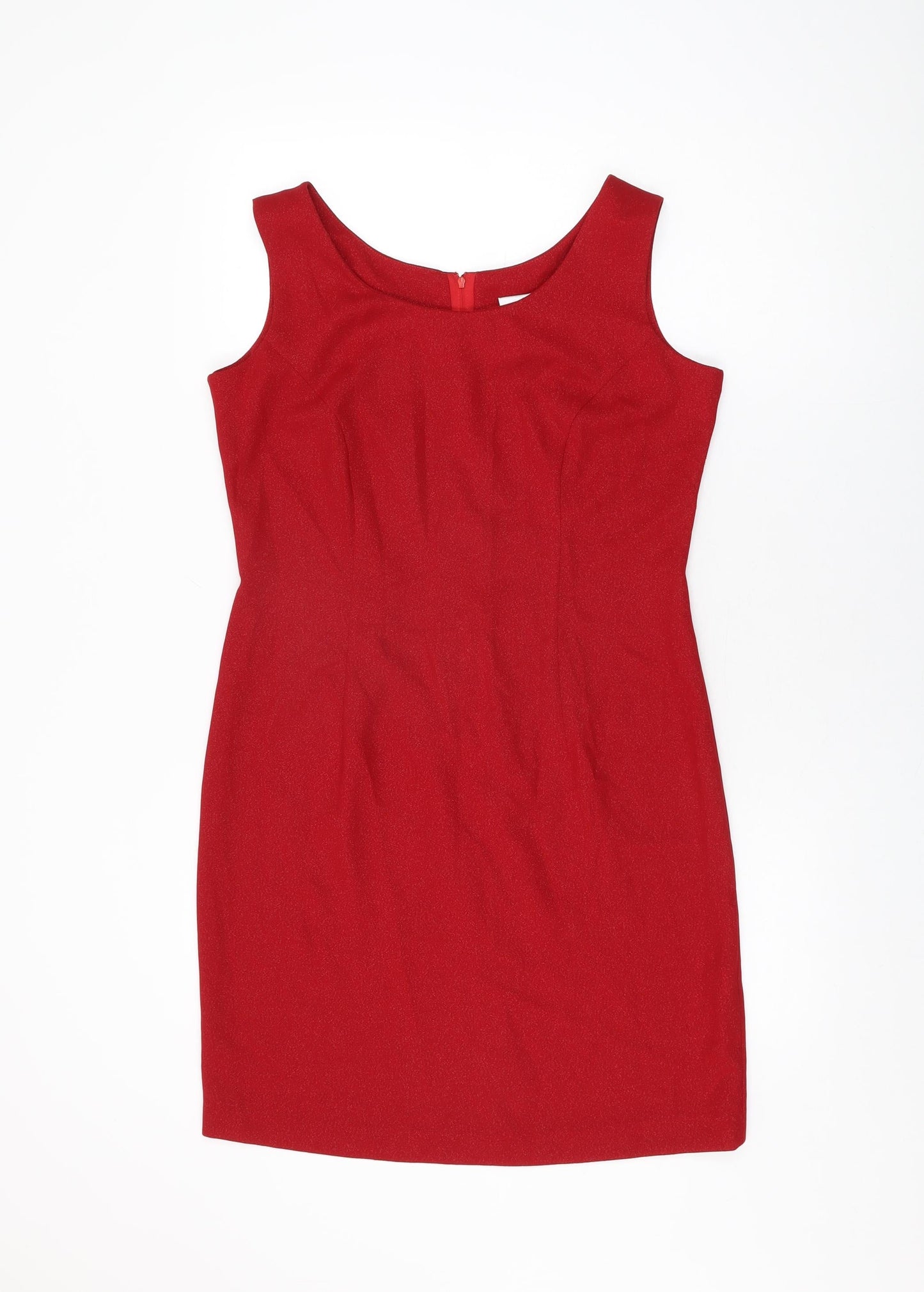 OPUS Womens Red Polyester Shift Size 12 Round Neck Zip