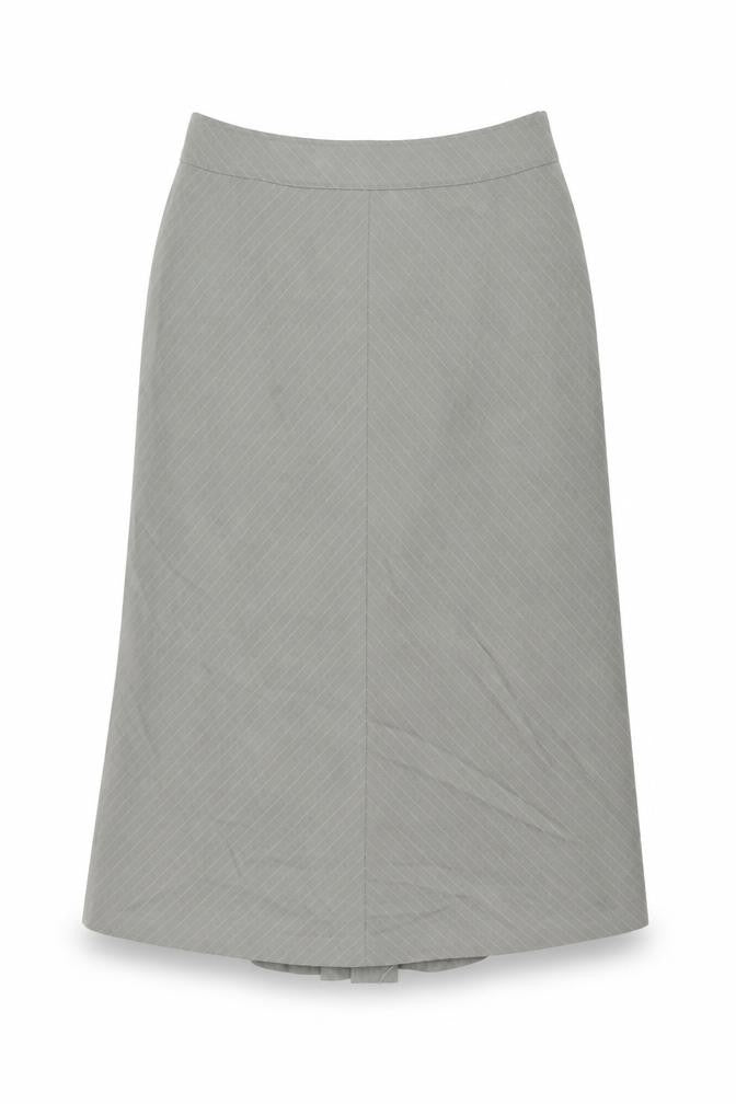 Per Una Womens Grey Striped Polyester Swing Skirt Size 14 Zip