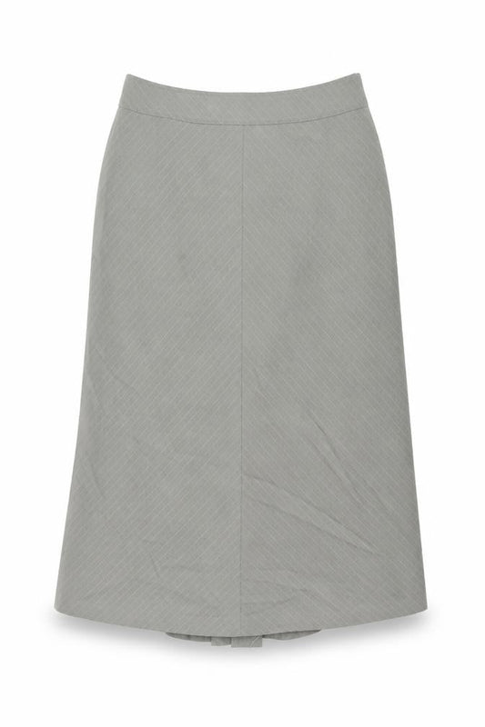 Per Una Womens Grey Striped Polyester Swing Skirt Size 14 Zip
