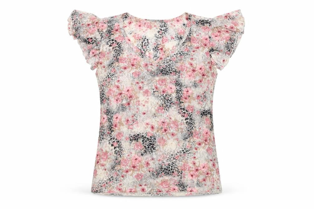 Per Una Womens Multicoloured Floral Polyamide Basic T-Shirt Size 12 V-Neck