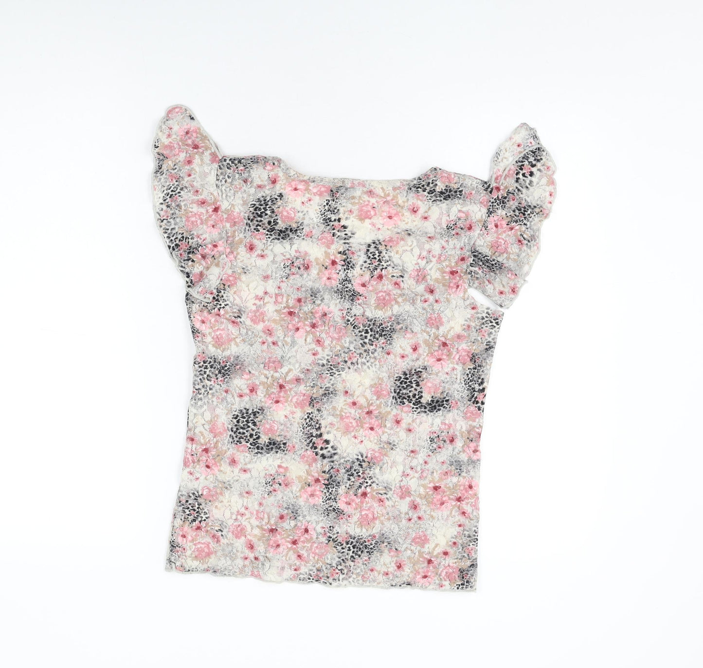 Per Una Womens Multicoloured Floral Polyamide Basic T-Shirt Size 12 V-Neck