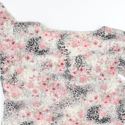 Per Una Womens Multicoloured Floral Polyamide Basic T-Shirt Size 12 V-Neck