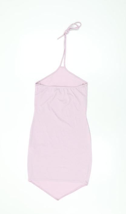 Ayanapa Womens Purple Polyester Bodycon Size S Halter Tie