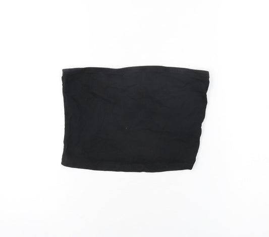 New Look Womens Black Cotton Basic T-Shirt Size M Off the Shoulder
