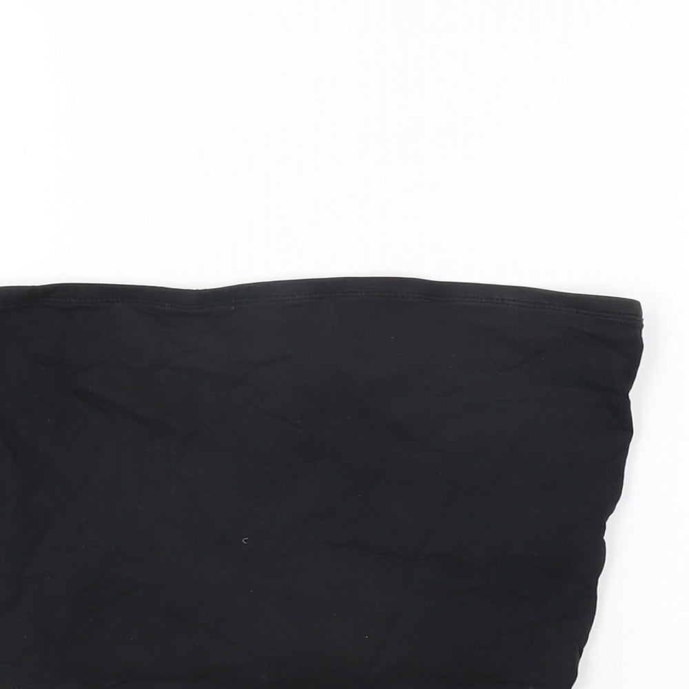 New Look Womens Black Cotton Basic T-Shirt Size M Off the Shoulder
