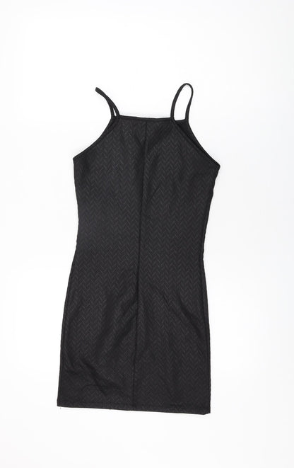 Back view of Miss Selfridge women’s black polyester bodycon, size UK 4, round neck pullover