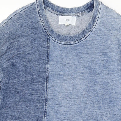 Next Womens Blue Cotton Shift Size 10 Round Neck Pullover