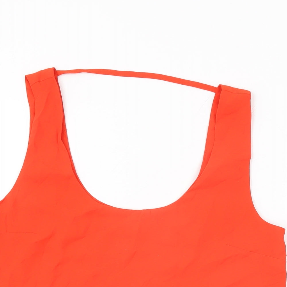 Oasis Womens Red Polyester Basic T-Shirt Size 10 Scoop Neck
