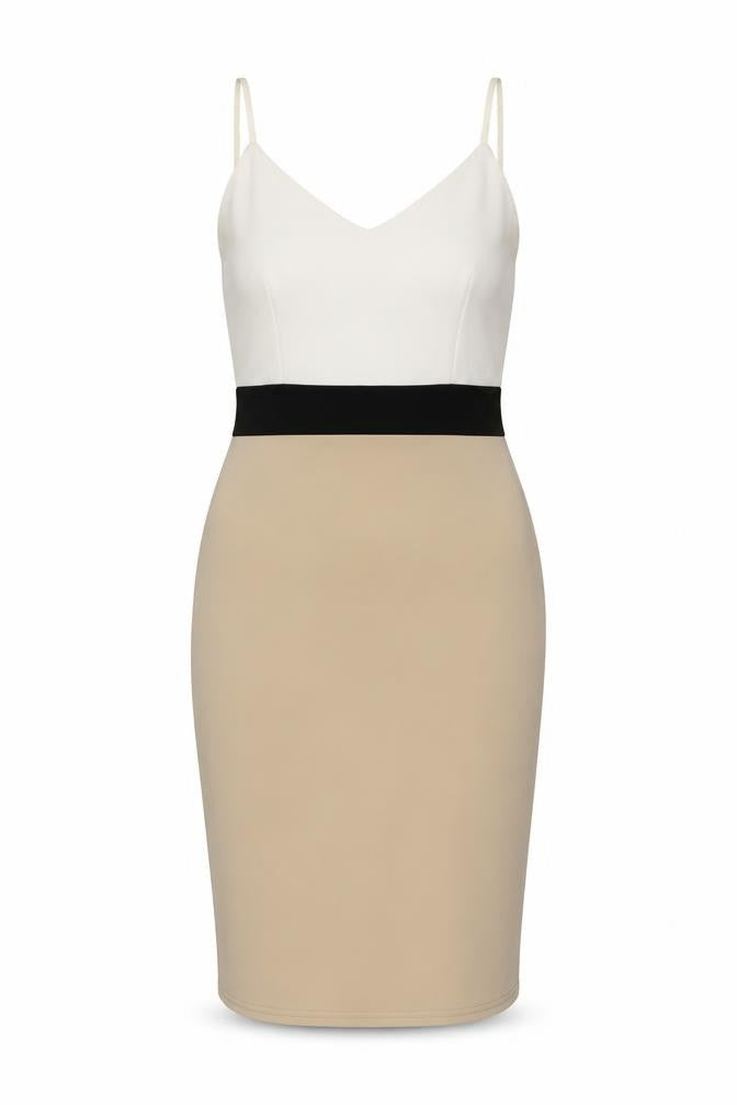 Signature Womens Beige Polyester Bodycon Size 14 V-Neck Pullover