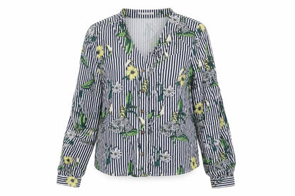 Mango Womens White Striped Viscose Basic Button-Up Size M V-Neck