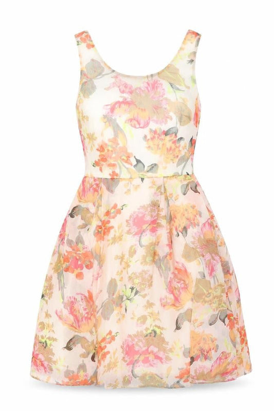 Apricot Womens Pink Floral Polyester Skater Dress Size XS Round Neck Zip