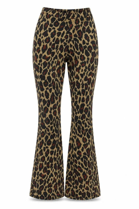 Daisy Street Womens Brown Animal Print Polyester Trousers Size 6 L31.5 in Regular