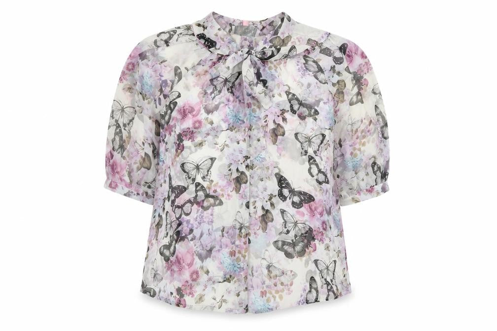 Lipsy Womens Grey Floral Polyester Basic Button-Up Size 12 Round Neck