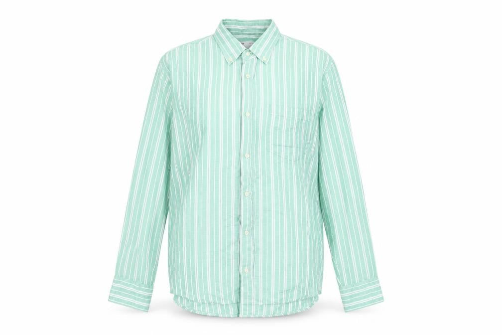 Zara Womens Green Striped Viscose Basic Button-Up Size S Collared
