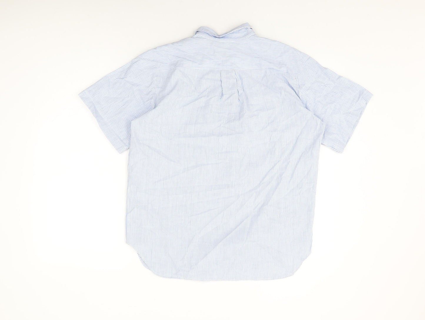 Colourways Womens Blue Striped Cotton Basic Button-Up Size 12 Collared