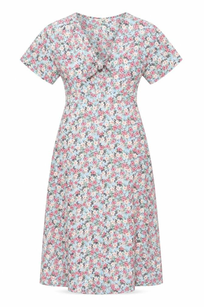 Brave Soul Womens Multicoloured Floral Polyester A-Line Size M V-Neck Button