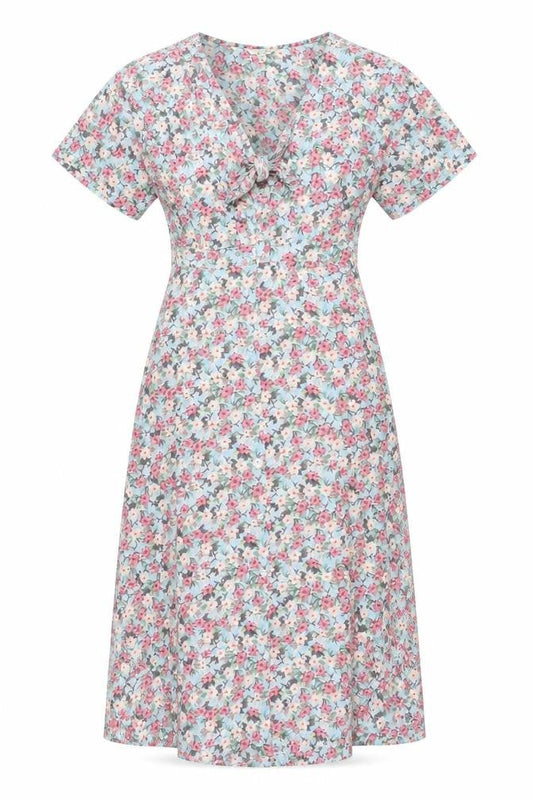 Brave Soul Womens Multicoloured Floral Polyester A-Line Size M V-Neck Button