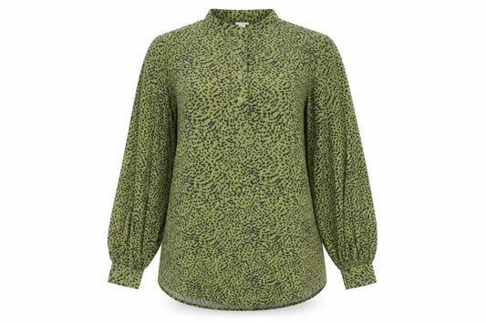 H&M Womens Green Viscose Basic Button-Up Size 4 Crew Neck