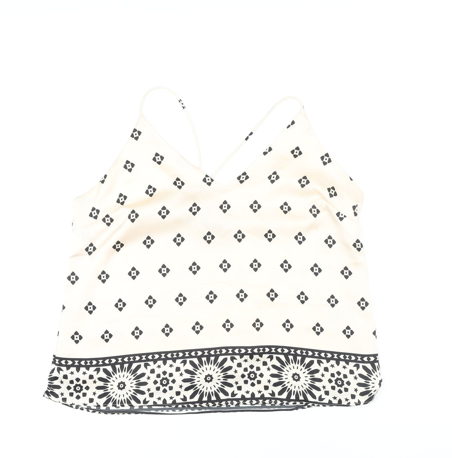 H&M Womens Ivory Polyester Camisole Button-Up Size M V-Neck