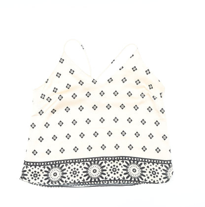 H&M Womens Ivory Polyester Camisole Button-Up Size M V-Neck
