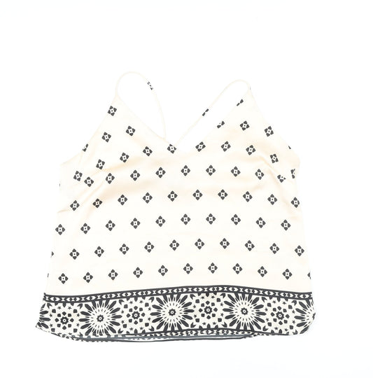 H&M Womens Ivory Polyester Camisole Button-Up Size M V-Neck