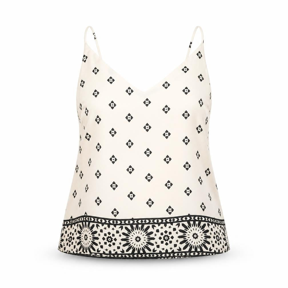 H&M Womens Ivory Polyester Camisole Button-Up Size M V-Neck