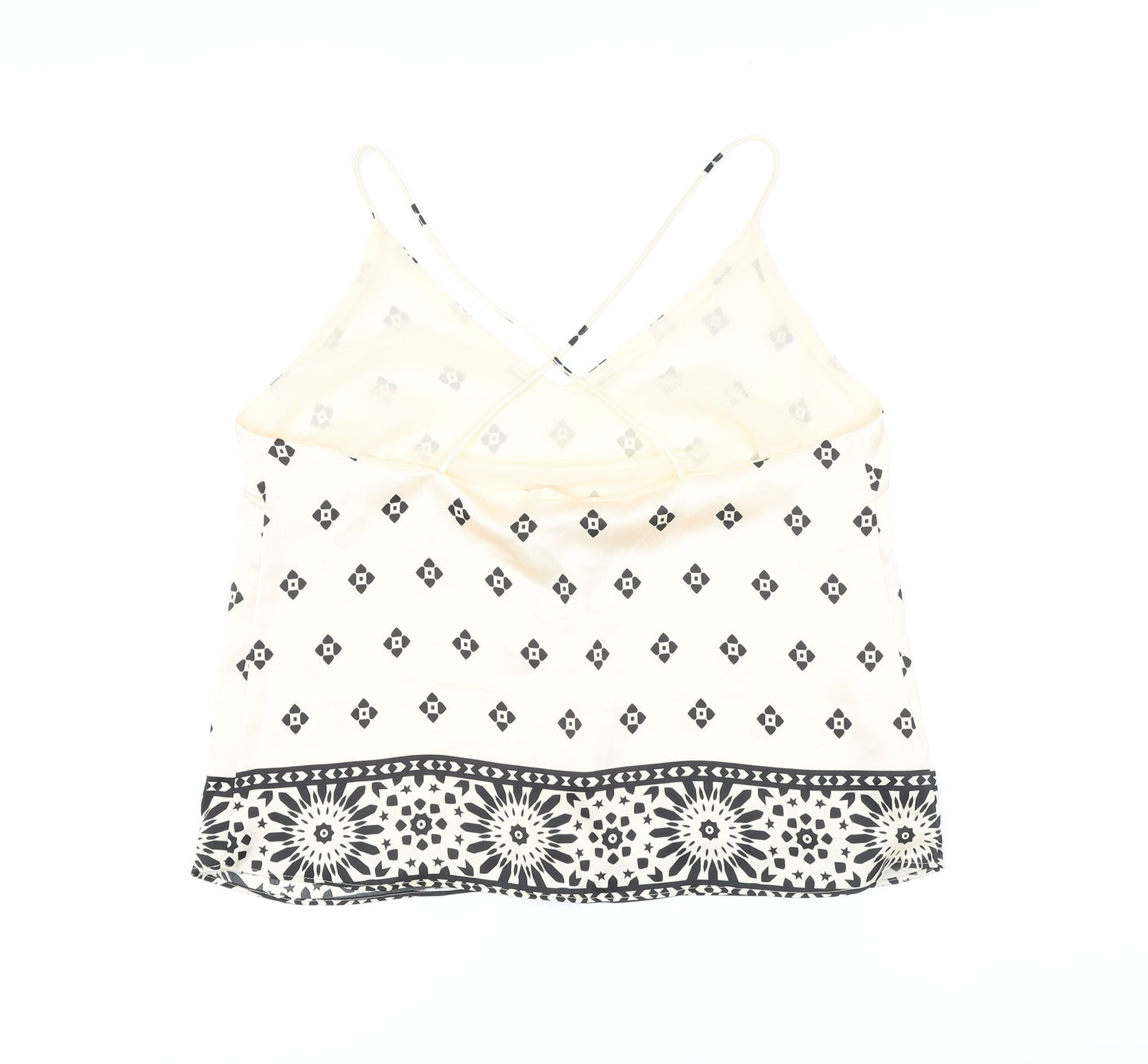H&M Womens Ivory Polyester Camisole Button-Up Size M V-Neck