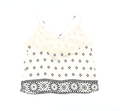 H&M Womens Ivory Polyester Camisole Button-Up Size M V-Neck