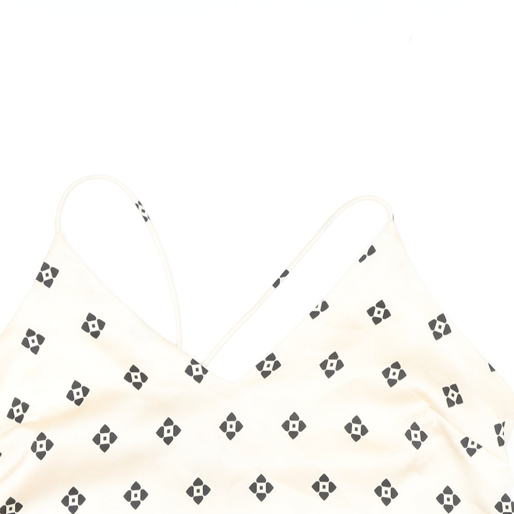 H&M Womens Ivory Polyester Camisole Button-Up Size M V-Neck