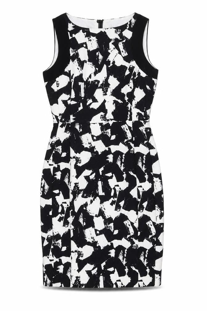 H&M Womens Ivory Polyester Pencil Dress Size 6 Round Neck Zip