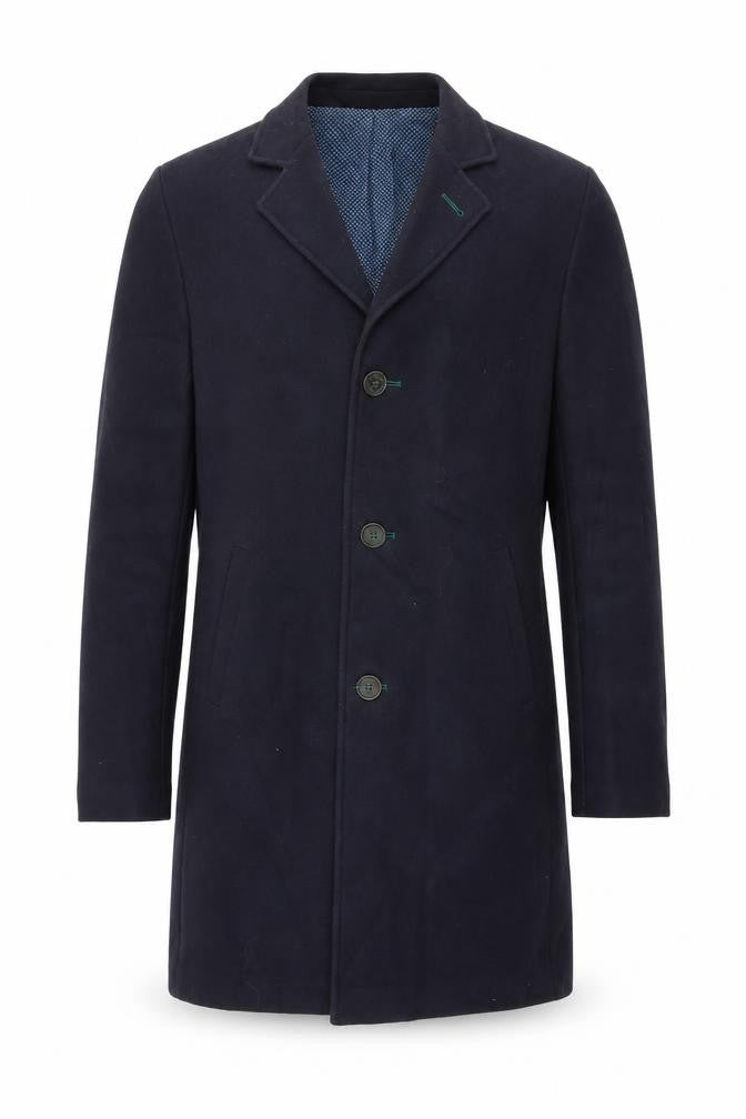 EL GANSO Mens Blue Overcoat Coat Size M Button