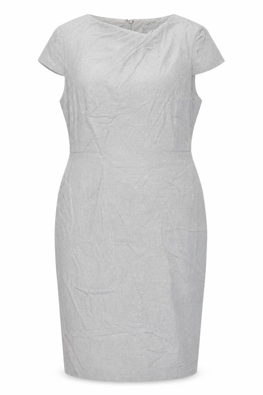 Marks & Spencer Womens Grey Polyester Pencil Dress Size 16 Round Neck Zip