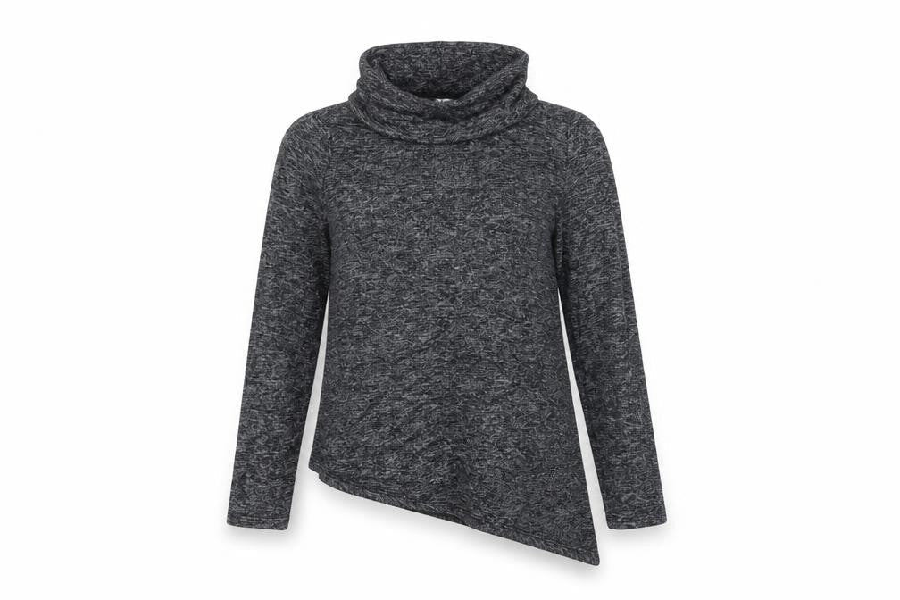New Look Womens Grey High Neck Viscose Pullover Jumper Size 10 - Asymmetrical Hem