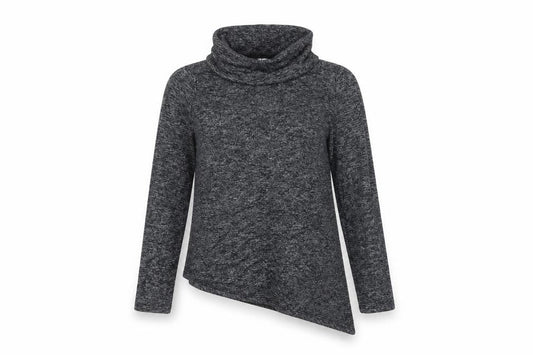 New Look Womens Grey High Neck Viscose Pullover Jumper Size 10 - Asymmetrical Hem