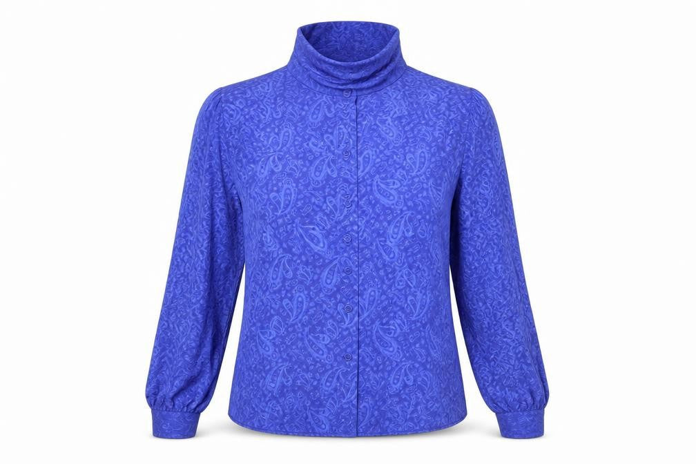 St Michael Womens Blue Polyester Basic Button-Up Size 10 Cowl Neck