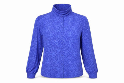 St Michael Womens Blue Polyester Basic Button-Up Size 10 Cowl Neck
