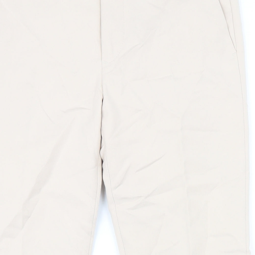 Zara Womens Beige Cotton Trousers Size M L27 in Regular Zip