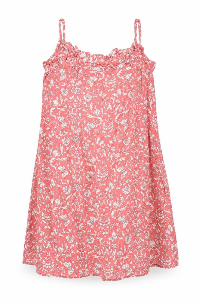 Next Girls Pink Floral Viscose A-Line Size 13 Years Scoop Neck