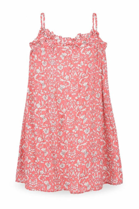 Next Girls Pink Floral Viscose A-Line Size 13 Years Scoop Neck