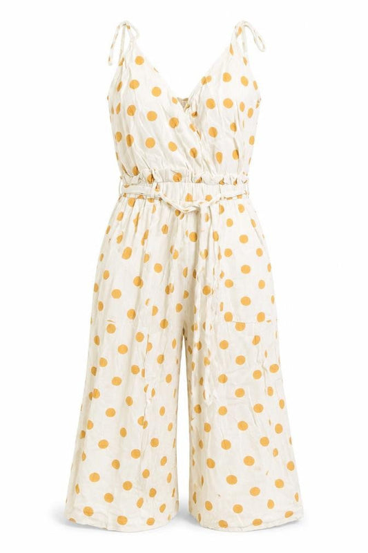 Monteau Womens Ivory Spotted Linen Playsuit One-Piece Size S L17 in