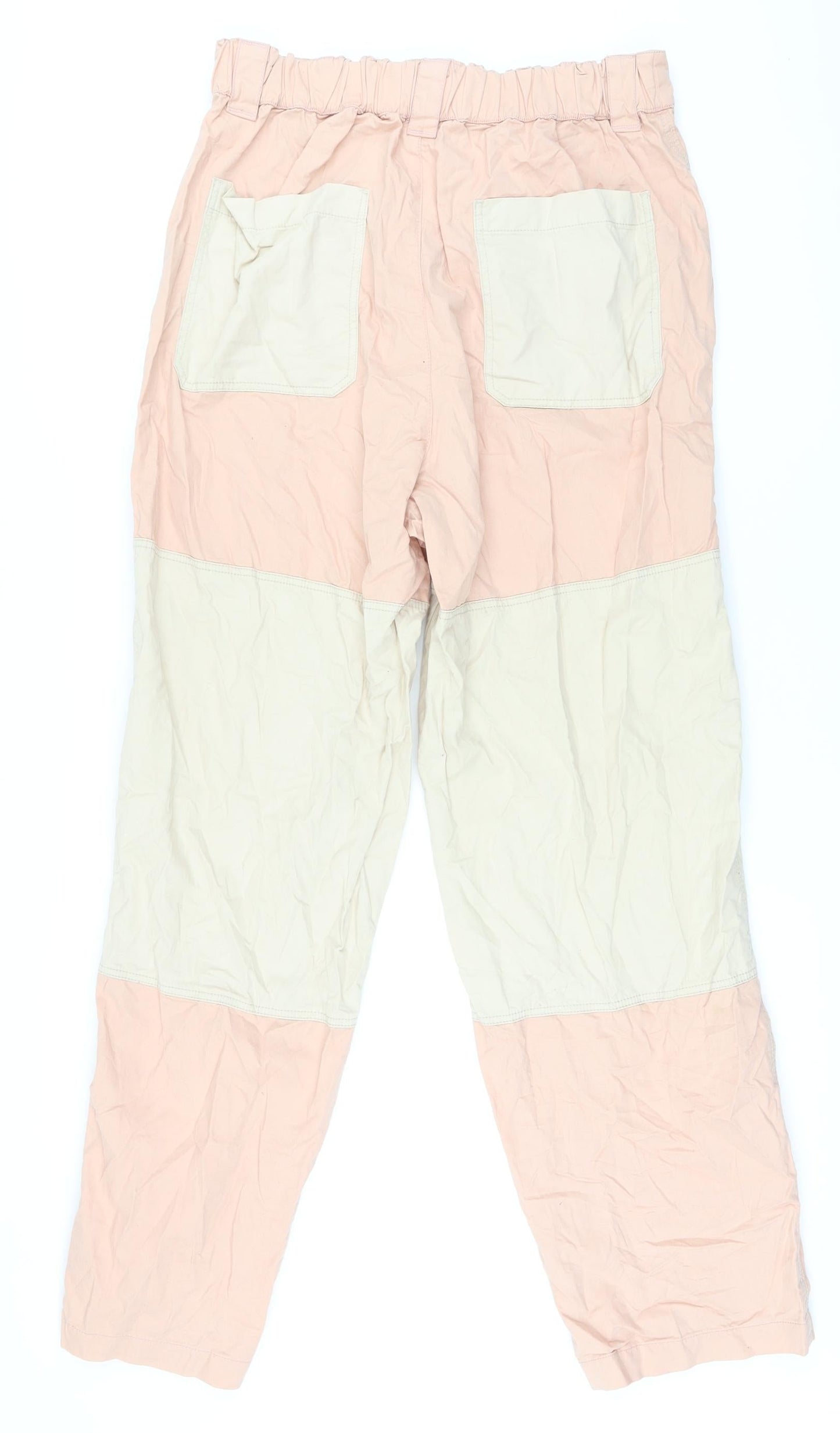 Bershka Womens Pink Cotton Trousers Size M L30 in Regular Zip