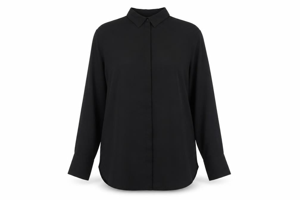 H&M Womens Black Polyester Basic Button-Up Size M Collared